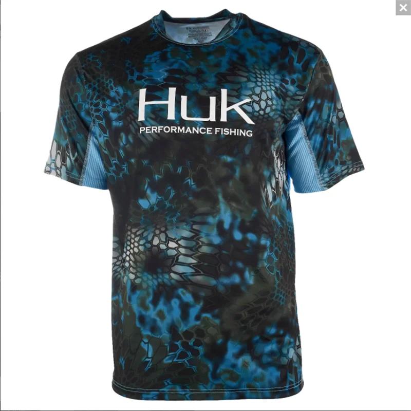 Huk-남성용 긴 소매 성능 셔츠, 낚시 셔츠 보호 빠른 건조 상의 경량 얇은 통기성 야외 셔츠